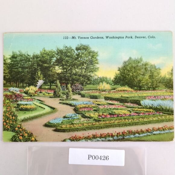 Mt Vernon Gardens Washington Park Denver Colorado 1940s Linen Postcard - Picture 1 of 2